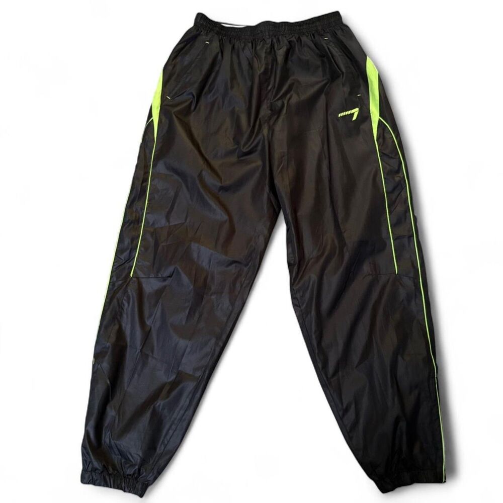 Vintage Y2K Line7 Black Lime Windbreaker Joggers XL Mesh Lined Gorpcore Techwear